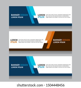 Collection three square horizontal business banner set templates. Clean modern flat material style. Simple creative cover header. Vector web design. Blue, yellow and purple colors. Text placeholder.