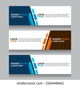 Collection three square horizontal business banner set templates. Clean modern flat material style. Simple creative cover header. Vector web design. Blue, yellow and purple colors. Text placeholder.