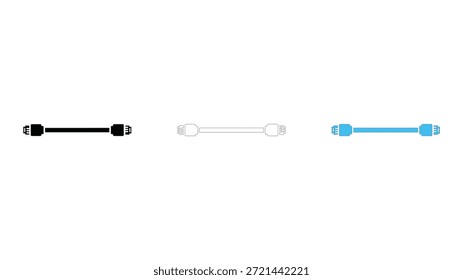 Una colección de tres representaciones estilizadas de un extremo de barra de acoplamiento de vehículo o enlace de suspensión similar. Incluye negro sólido, contorno simple y versiones azul sólido, todo presentado contra un blanco puro