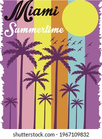 Collection of three vector graphic t-shirt  design with palm tree silhouette. 