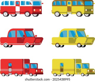 Una colección de tres vehículos, excelente para su uso en publicidad de negocios.