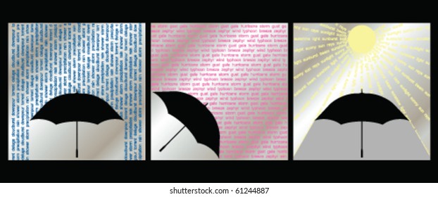 Collection of three weather related graphics wind rain sun