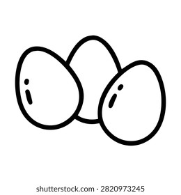 Collection of three white egg shapes with contour lines perfect for cooking or baking themes.