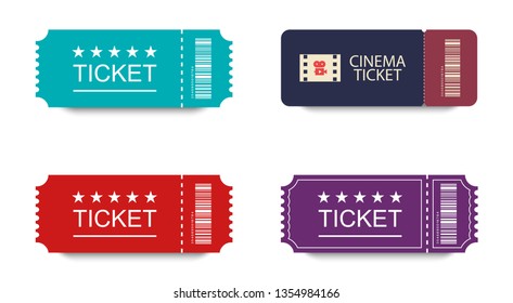 Collection Tickets Flat Design Shadow On Stock Vector (Royalty Free ...