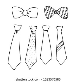 collection of tie outline designs isolated white background
