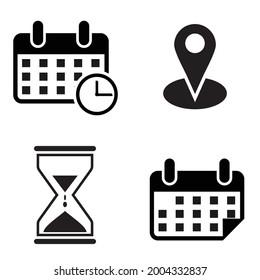 collection of time and place date vector icons