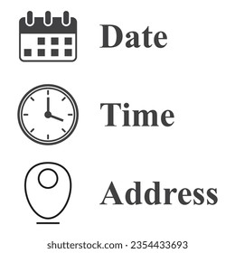 collection of time and place date vector icons