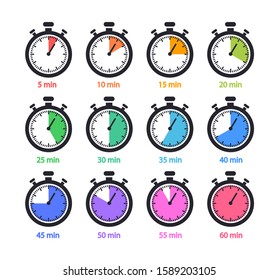 Collection timers and stopwatchs. 5,10,15,20,25,30,35,40,45,50,55,60 minutes.