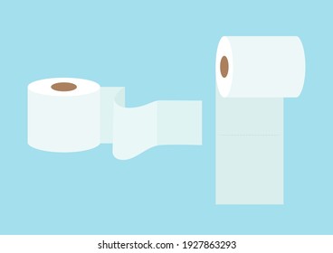 Collection tissue paper icon on blue background. Tissue in toilet. Vector illustration.