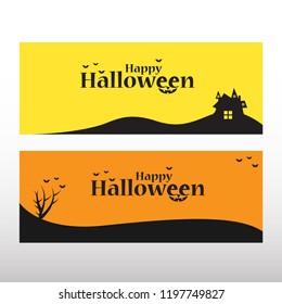 Collection of titles or designs of Website Banners for Happy Halloween with magicians