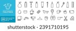 Collection of toiletries icon, toothbrush, toothpaste, shampoo, conditioner, cream, editable and resizable EPS 10