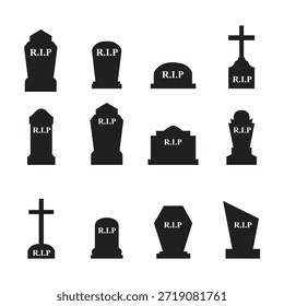 Collection of Tombstone and Gravestone Silhouettes