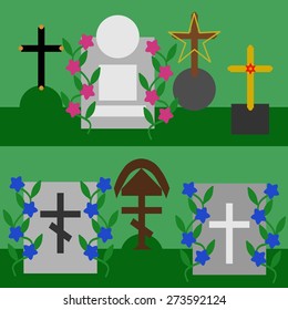 Collection of tombstones and crosses