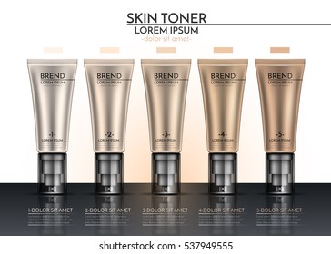 Collection of tone cream for the skin. Design cosmetics. Vector illustration