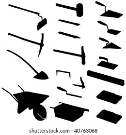 collection of tool vector illustration silhouette bricklayer construction