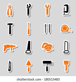 Collection of toolbox stickers isolated vector illustration