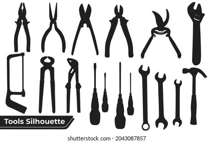 Collection of tools Black silhouettes