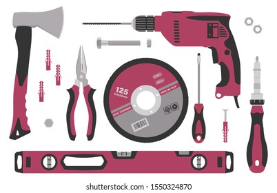 Collection of tools for construction and repair