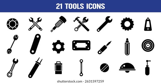 Collection of tools icons silhouette vector