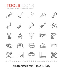 Collection of tools related line icons. 48x48 Pixel Perfect. Editable stroke