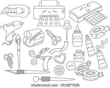 craft supplies clipart black and white