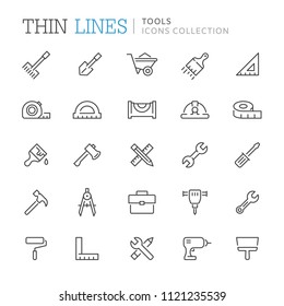 Collection of tools thin line icons. Vector eps 8