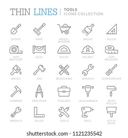 Collection of tools thin line icons. Vector eps 8