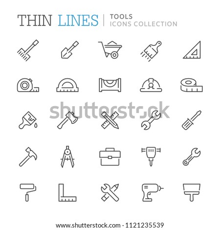 Collection of tools thin line icons. Vector eps 8