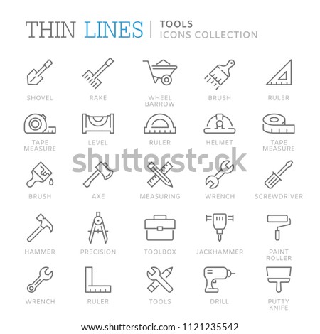 Collection of tools thin line icons. Vector eps 8