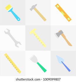 Collection of tools. Vector illustration. Professional tools for manual labor, repair and assistance in the household.