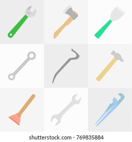 Collection of tools. Vector illustration. Professional tools for manual labor, repair and assistance in the household.