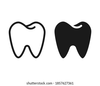 Collection of tooth icon in flat design. Color editable