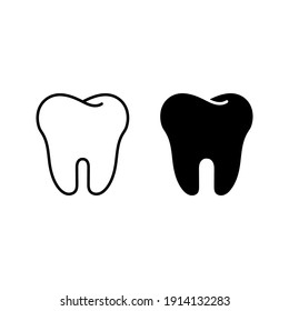 Collection of tooth icon in flat design. Color editable on white background