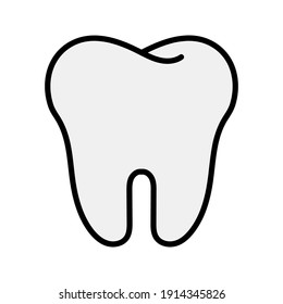 Collection of tooth icon in flat design. Color editable on white background