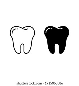 Collection of tooth icon in flat design. Color editable on white background