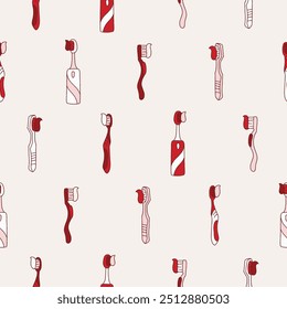 Collection of Toothbrush Vector Seamless Pattern illustration for Print, Wallpaper, Decoration.
