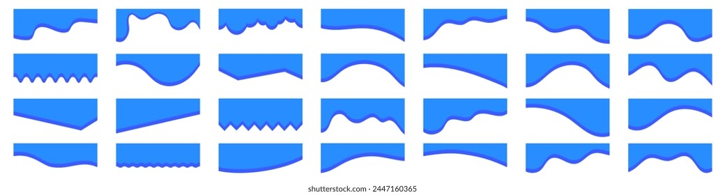 Collection of top border, separator, divider shapes vector illustration