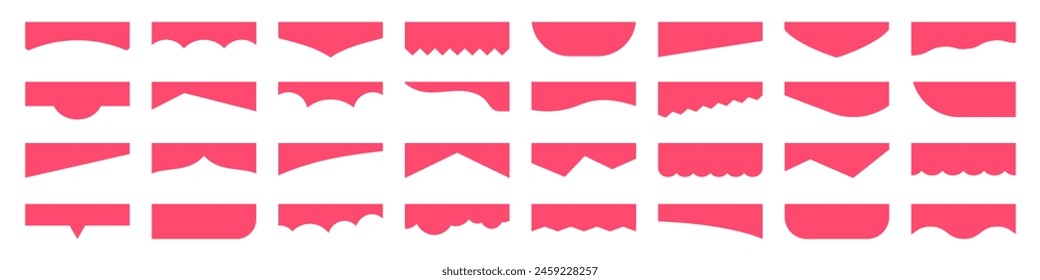 Collection of top dividers, separation shape, different headers for website page, banners, cards, templates