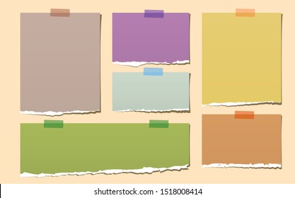 Collection of torn multicolored paper. Vector graphics