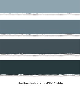 Collection of torn paper banners for notes, realistic vector illustration. Torn pages with torn edges. Vector paper template