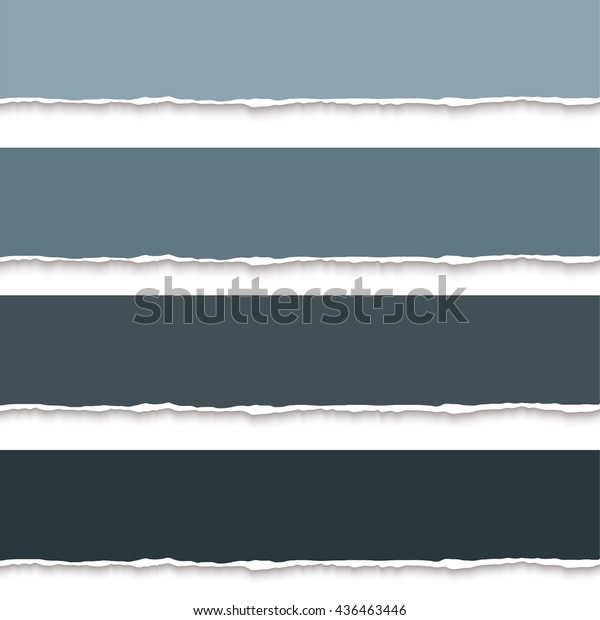 Collection of torn paper banners for notes,\
realistic vector illustration. Torn pages with torn edges. Vector\
paper template
