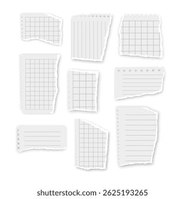 Collection of Torn Paper Pieces on White Background