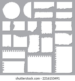 colección de papel roto de varias formas. artículo de papel de nota de libro de recortes
