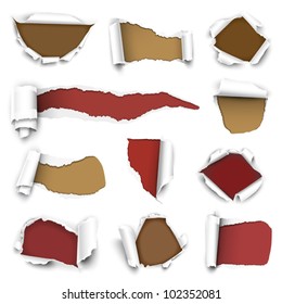 Collection of torn paper. Vector illustration