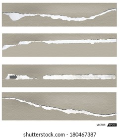 Collection of torn papers on white background, vector