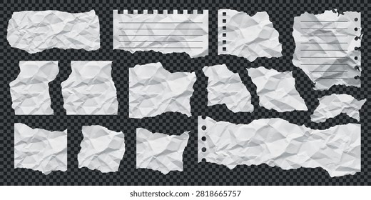 Collection Of Torn Raped Lined Note Lined Paper Sheets And Pieces
