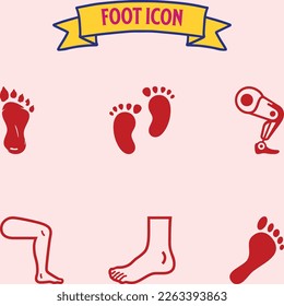 Collection of traces of human, bare feet, children's footprints and sole and knee, and foot. Vector illustration.