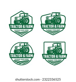 Collection of Tractor and farm logo template,  vector set