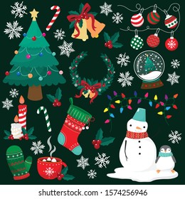 Collection of traditional Christmas elements for Design and Decorations