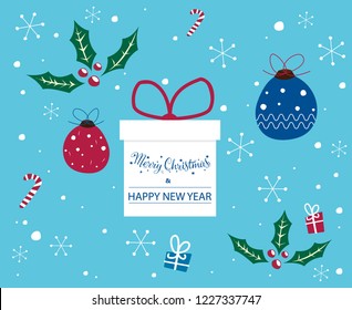 Collection of traditional Christmas elements. Vector illustration.